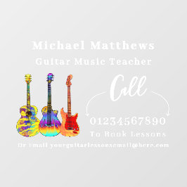 Vinilos Para Cristales Profesor de Guitarra Anuncios de Clases de Música