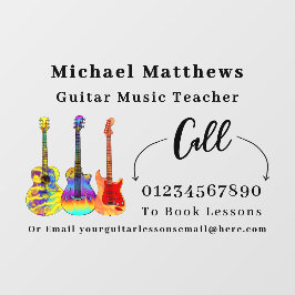 Vinilos Para Cristales Profesor de Guitarra Anuncios de Clases de Música