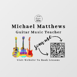 Vinilos Para Cristales Profesor de Guitarra Lecciones de Música Código QR