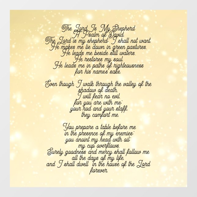 Vinilos Para Cristales Psalm 23 biblical quotes (Hoja)