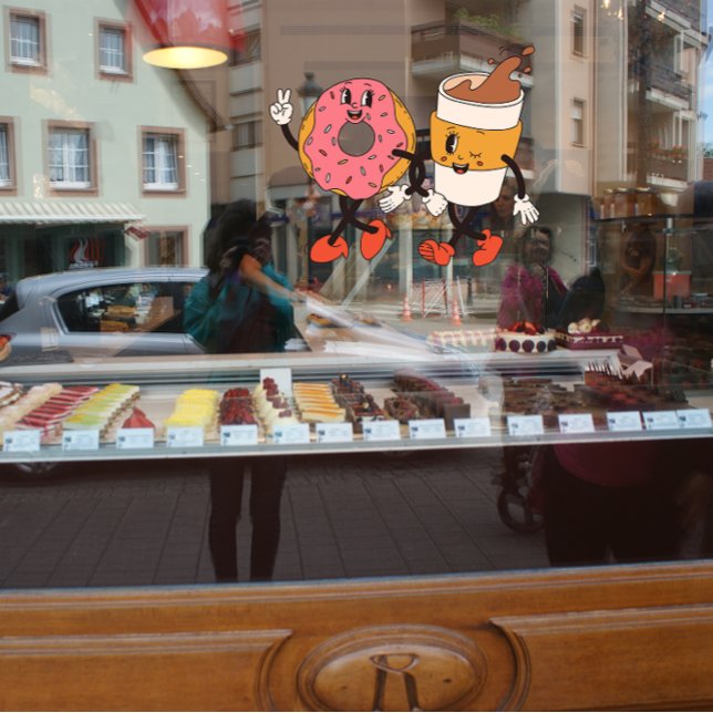 Vinilos Para Cristales Publicidad de compra de café y donuts graciosos (Subido por el creador)