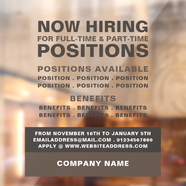 Vinilos Para Cristales Publicidad de contratación de empleo en negrita (Hoja 2)