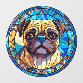 Vinilos Para Cristales Pug Dog Mascota Raza Acuarela Faux Vidrio Manchado