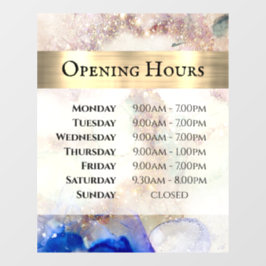 Vinilos Para Cristales Purpurina Acuarela Horas de Apertura de Relieve me