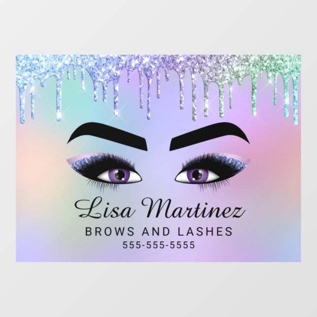 Vinilos Para Cristales Purpurina arcoiris Lash Brow Beauty Business (Hoja)
