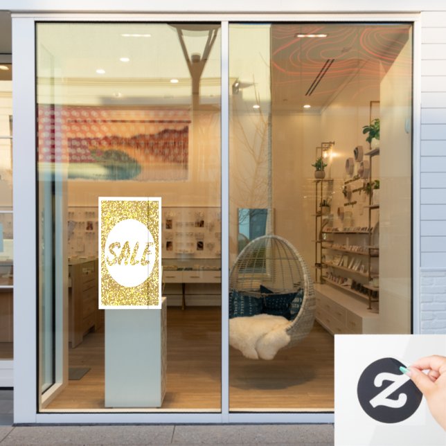 Vinilos Para Cristales Purpurina de oro VENTA Ventana Rótulo Cling (Ventana de la tienda)