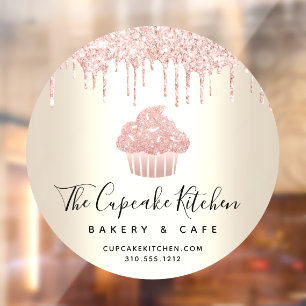 Vinilos Para Cristales Purpurina de pastelería rosa Drin Panadería Café G