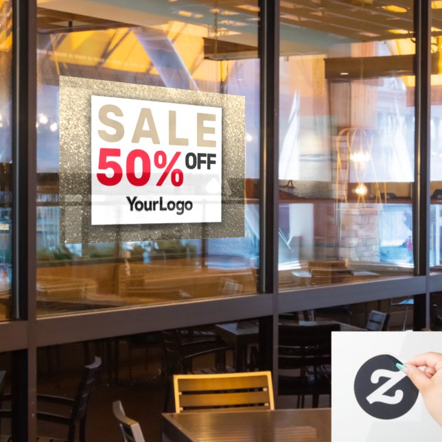 Vinilos Para Cristales Purpurina espumoso Rótulo de venta pequeño propiet (ventana del restaurante)