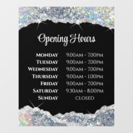 Vinilos Para Cristales Purpurina Faux Silver Apertura Horas Ventana Lluvi