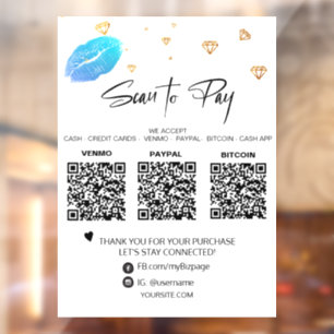 Vinilos Para Cristales *~* QR 3 Diamantes de pago LIPS Girly Glam