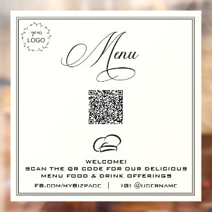 Vinilos Para Cristales *~* QR Sencillo menú LOGOTIPO DE ALIMENTACIÓN