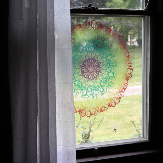 Vinilos Para Cristales Rainbow Hearts Retro Mandala (Subido por el creador)