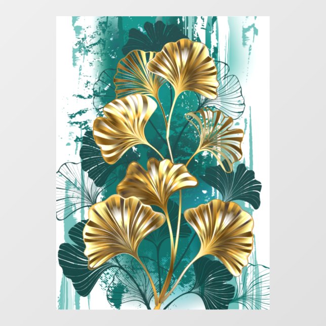 Vinilos Para Cristales Rama con hojas doradas Ginko Biloba (Hoja)