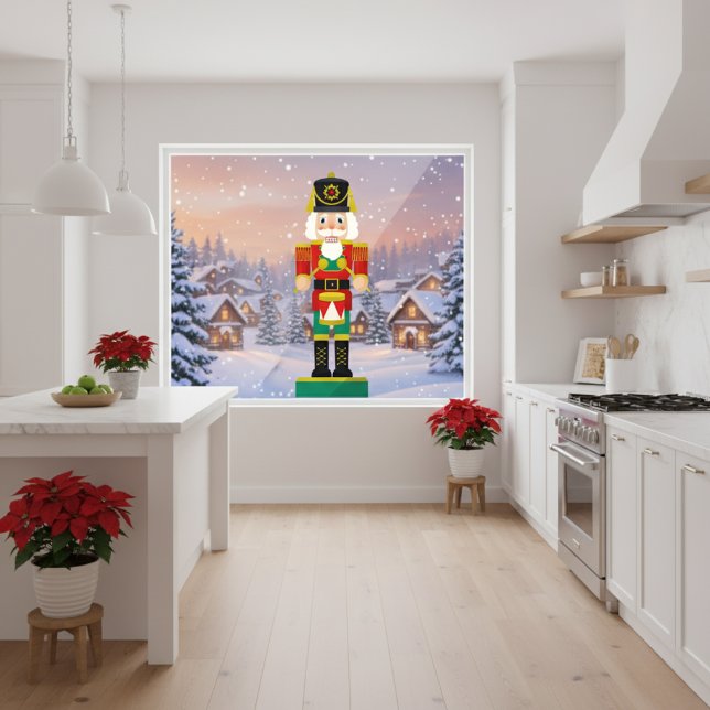 Vinilos Para Cristales Rastreador de tambores festivos (Festive Drummer Nutcracker Window Cling)