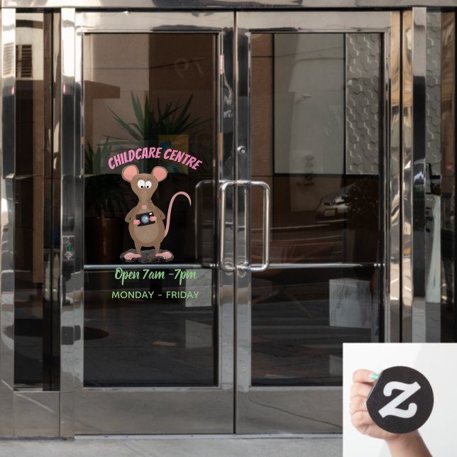 Vinilos Para Cristales Rata divertida con ilustracion de personalizado de (Puerta de oficina)