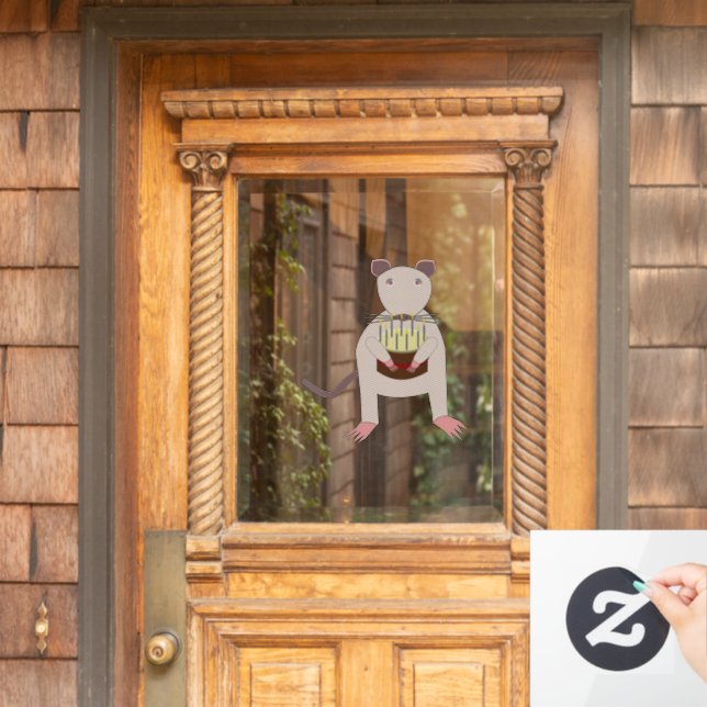 Vinilos Para Cristales Rata siamesa con pastel de cumpleaños (Puerta de casa)