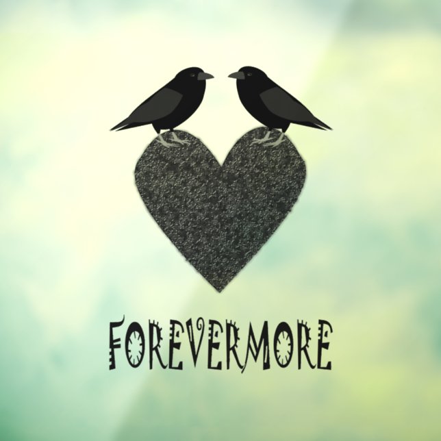 Vinilos Para Cristales Ravens góticas y corazón negro (Hoja 3)