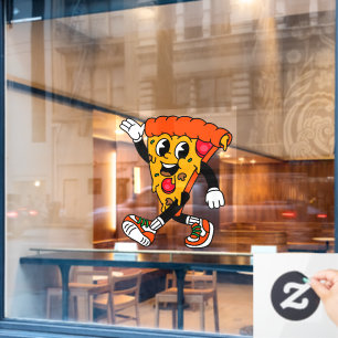 Vinilos Para Cristales Rebanada de pizza de pepperoni de dibujos animados
