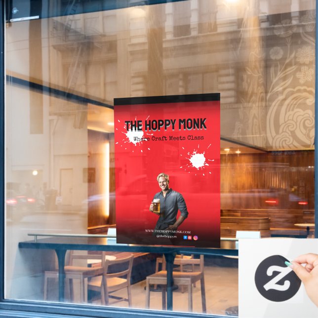 Vinilos Para Cristales Red Blond Man Holding Beer Adult Pub Owners (Ventana de cafetería)