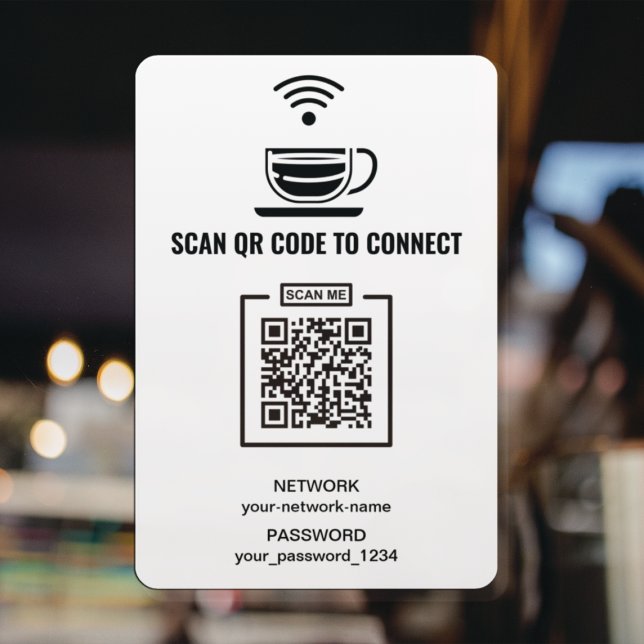 Vinilos Para Cristales Red de código QR de cafetería en blanco y negro (Subido por el creador)
