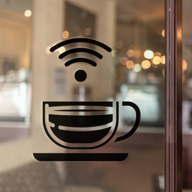 Vinilos Para Cristales Red de WI-FI gratuita Taza de café negra (Subido por el creador)
