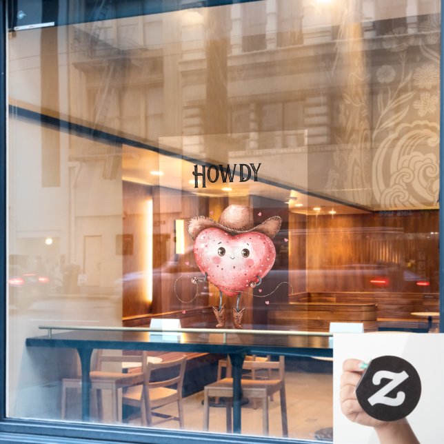 Vinilos Para Cristales Red Howdy Cowgirl Heart  (Ventana de cafetería)