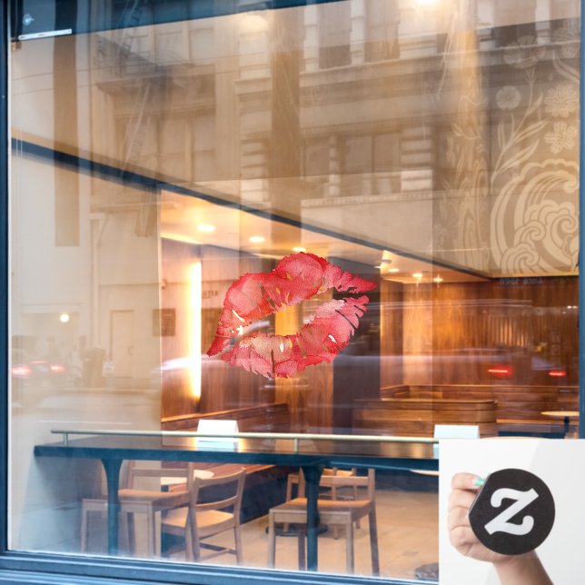 Vinilos Para Cristales Red Lips Kiss (Ventana de cafetería)