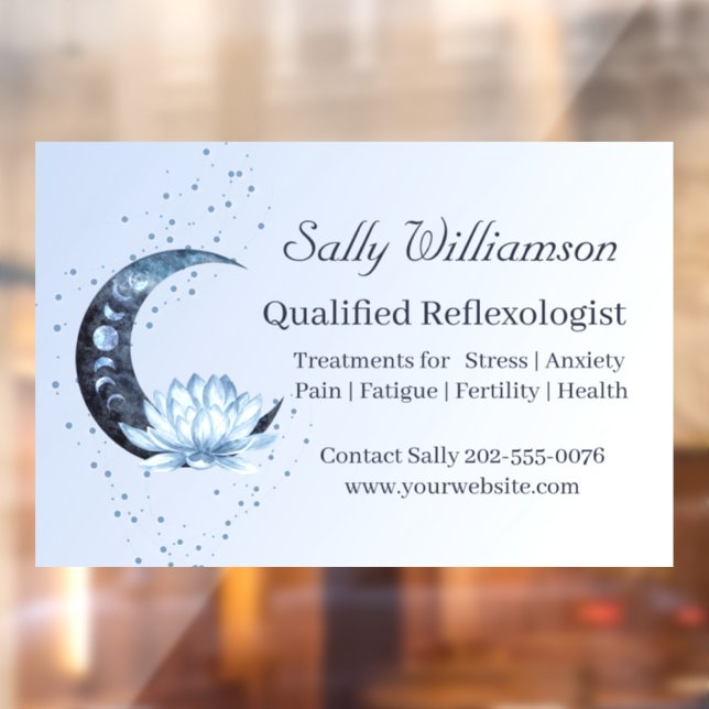 Vinilos Para Cristales Reflexología azul Lotus Flor Moon Promocional (Hoja 2)