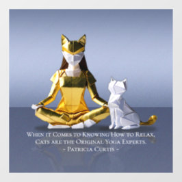 Vinilos Para Cristales Relieve metalizado dorado Origami Yoga Meditación 