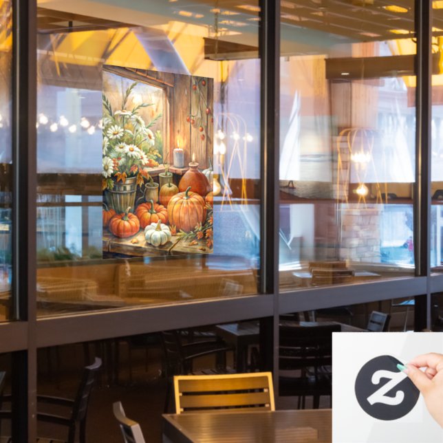 Vinilos Para Cristales Relleno de la ventana de las calabazas otoñales (ventana del restaurante)