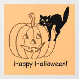 Vinilos Para Cristales Relleno de ventana - Calabaza y gato negro con tex