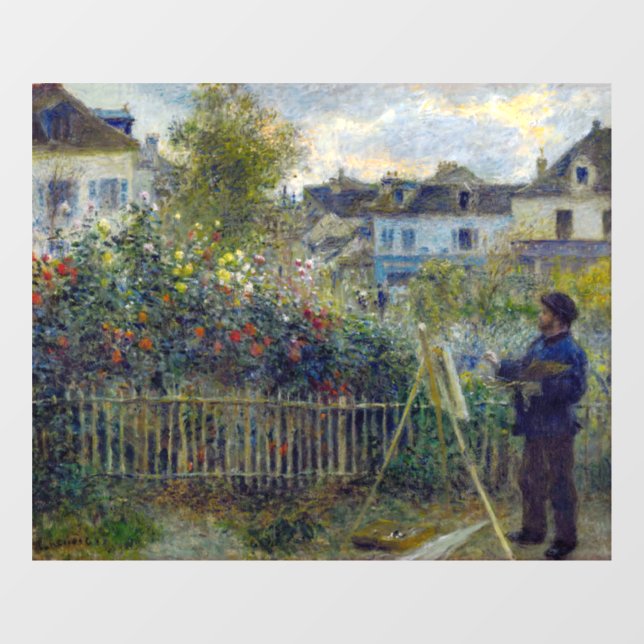 Vinilos Para Cristales Renoir - Claude Monet pintando en su jardín (Hoja)