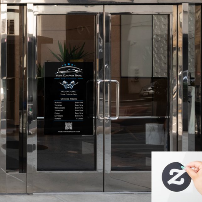 Vinilos Para Cristales Reparación automática profesional, horas de trabaj (Puerta de oficina)