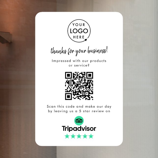 Vinilos Para Cristales Reseñas de Tripadvisor | Código QR de reseñas de l (Gain Tripadvisor reviews & grow your business with this rating request editable window cling sign.)