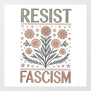Vinilos Para Cristales Resista al fascismo Floral Transgénero LGBTQ Anti