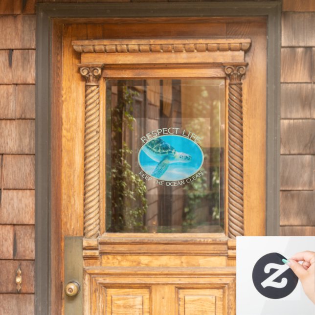 Vinilos Para Cristales Respetar la vida, mantener limpio el océano (Puerta de casa)