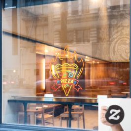 Vinilos Para Cristales Restaurante Faux Neon Hot Pizza Flames