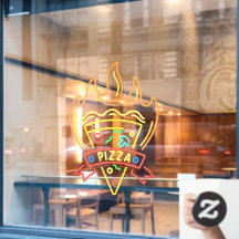 Restaurante Llamas de Pizza Caliente de Neón Falso