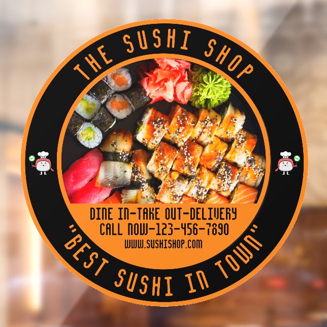 Vinilos Para Cristales Restaurante personalizar Sushi Delantero Grande (Hoja 2)