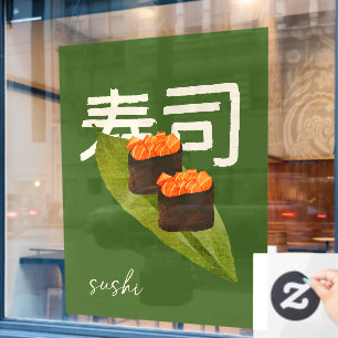 Vinilos Para Cristales Restaurante Sushi Salmón Caligrafía Japonesa 3
