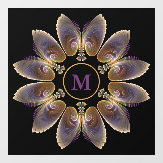 Vinilos Para Cristales Resumen Angel Wings Mandala Fractal Monograma (Hoja)