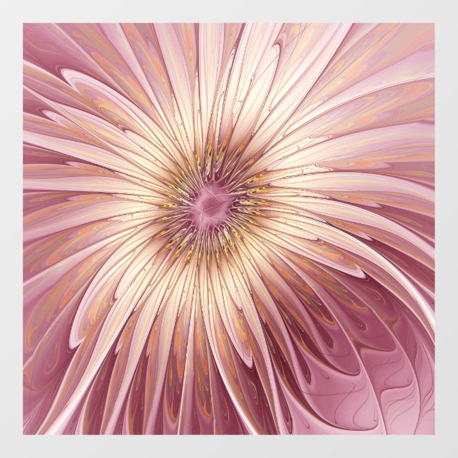 Vinilos Para Cristales Resumen Flor Arte Fractal y tonos de Borgoña (Hoja)