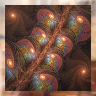 Vinilos Para Cristales Resumen fluorescente colorido Trippy Brown Fractal