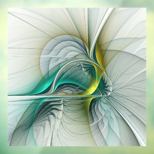 Vinilos Para Cristales Resumen hipnótico Fractal Verde azulado Turquesa d