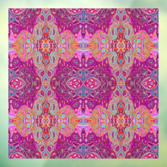 Vinilos Para Cristales Resumen Magenta Pink, Blue y Red Groovy Pattern (Hoja 3)