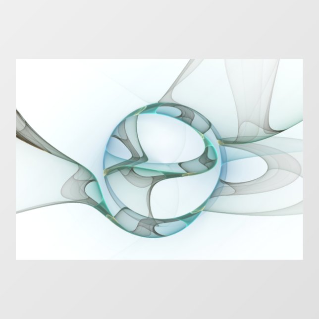 Vinilos Para Cristales Resumen moderno Arte fractal azul turquesa gris (Hoja)