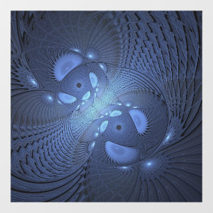 Vinilos Para Cristales Resumen moderno Arte Fractal Dusk Azul trendy