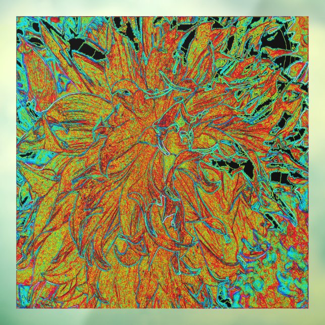 Vinilos Para Cristales Resumen Naranja quemado y el florecimiento verde d (Hoja 3)