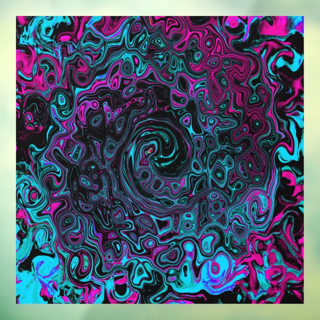 Vinilos Para Cristales Retro Aqua Magenta y Black Abstract Swirl (Hoja 3)