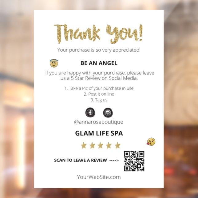 Vinilos Para Cristales *~* REVISIÓN QR AP8  GRACIAS Emoji lindo (Hoja 2)